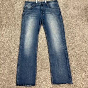 BKE Jake Bootleg Jeans Mens 34x30 Medium Wash Bootcut Stretch Distressed Denim